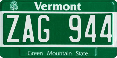 VT license plate ZAG944