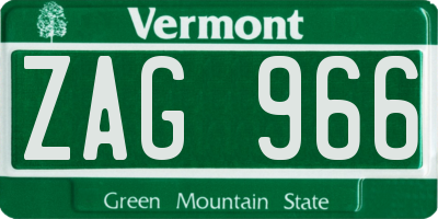 VT license plate ZAG966