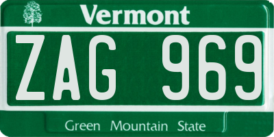 VT license plate ZAG969