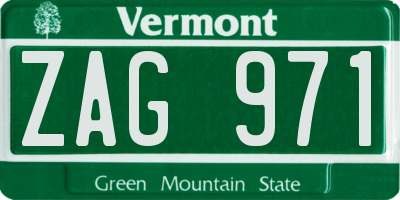VT license plate ZAG971