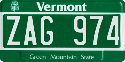 VT license plate ZAG974