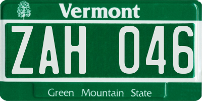 VT license plate ZAH046