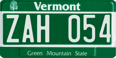 VT license plate ZAH054