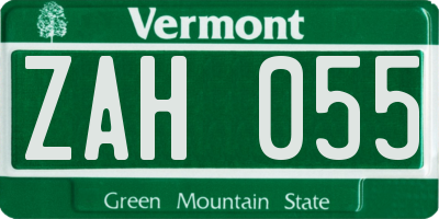 VT license plate ZAH055