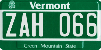 VT license plate ZAH066