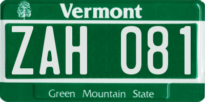 VT license plate ZAH081