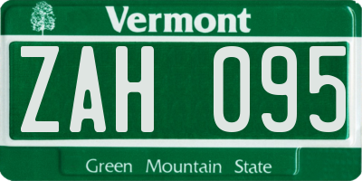 VT license plate ZAH095