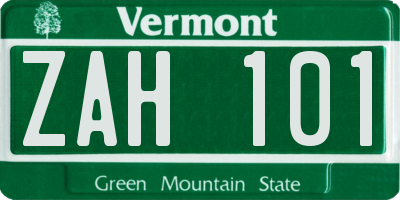 VT license plate ZAH101
