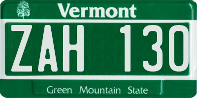 VT license plate ZAH130