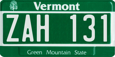 VT license plate ZAH131