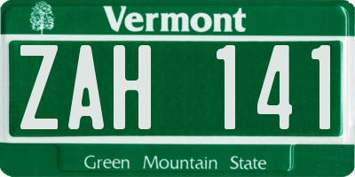 VT license plate ZAH141