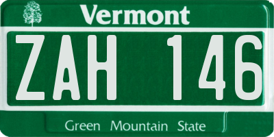 VT license plate ZAH146