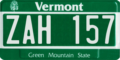 VT license plate ZAH157