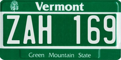 VT license plate ZAH169