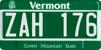 VT license plate ZAH176