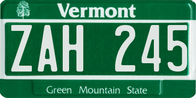 VT license plate ZAH245