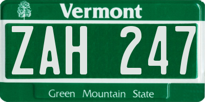 VT license plate ZAH247
