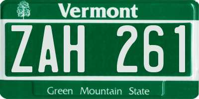VT license plate ZAH261