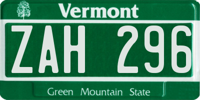 VT license plate ZAH296
