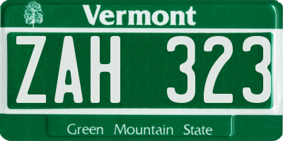 VT license plate ZAH323