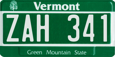 VT license plate ZAH341