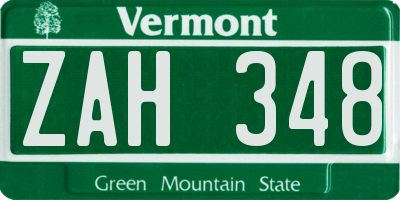 VT license plate ZAH348