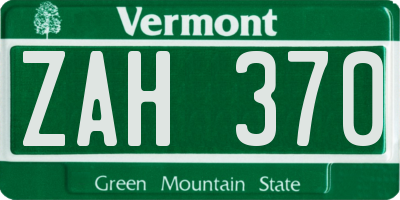 VT license plate ZAH370