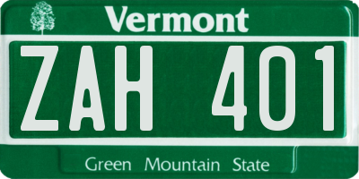 VT license plate ZAH401