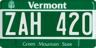 VT license plate ZAH420