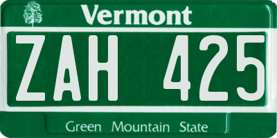 VT license plate ZAH425