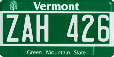 VT license plate ZAH426