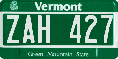 VT license plate ZAH427