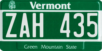 VT license plate ZAH435