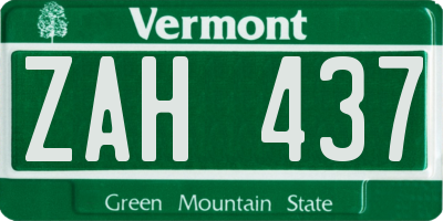 VT license plate ZAH437