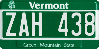 VT license plate ZAH438