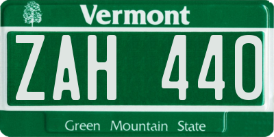 VT license plate ZAH440