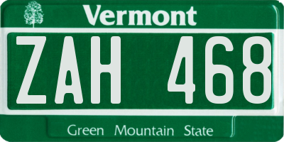 VT license plate ZAH468