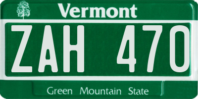VT license plate ZAH470