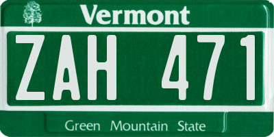 VT license plate ZAH471