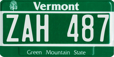 VT license plate ZAH487