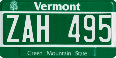 VT license plate ZAH495