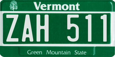 VT license plate ZAH511