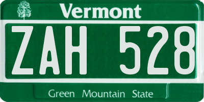 VT license plate ZAH528