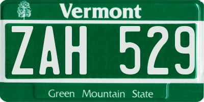VT license plate ZAH529