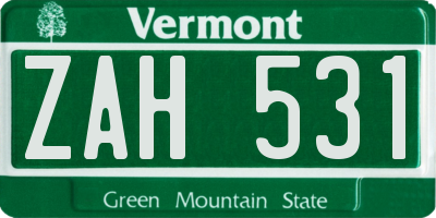 VT license plate ZAH531