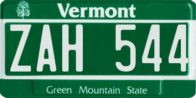 VT license plate ZAH544