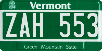 VT license plate ZAH553
