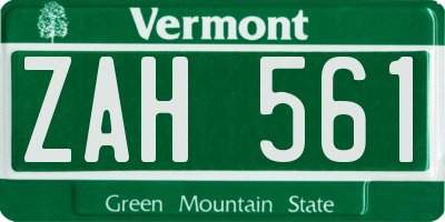 VT license plate ZAH561