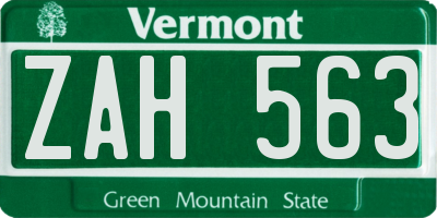 VT license plate ZAH563