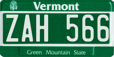 VT license plate ZAH566